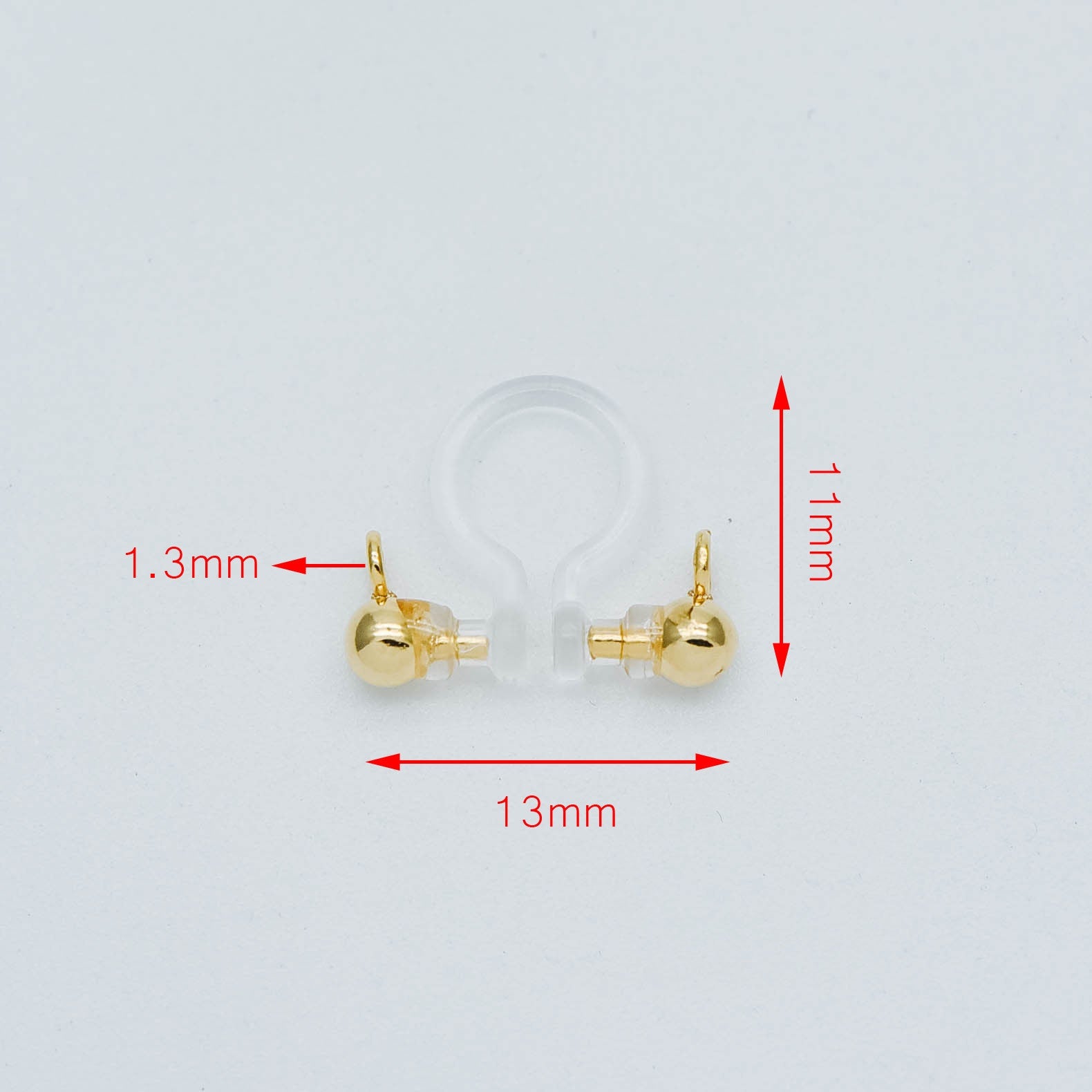 10pcs Resin Clip On Earring Findings, Gold/ Rhodium plated Brass Earwire, Gold/ Silver Non Pierced Earrings (GB-251-A)