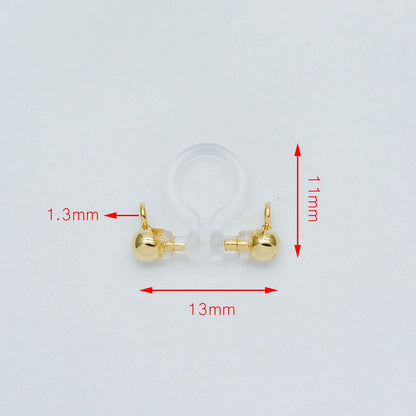 10pcs Resin Clip On Earring Findings, Gold/ Rhodium plated Brass Earwire, Gold/ Silver Non Pierced Earrings (GB-251-A)
