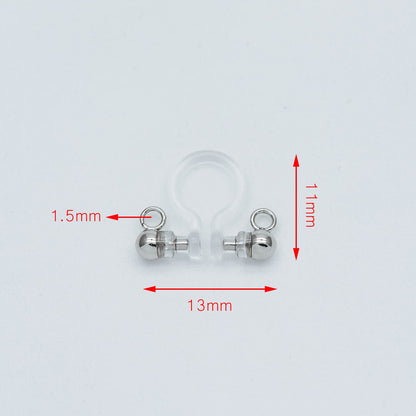10pcs Resin Clip On Earring Findings, Gold/ Rhodium plated Brass Earwire, Gold/ Silver Non Pierced Earrings (GB-251-A)