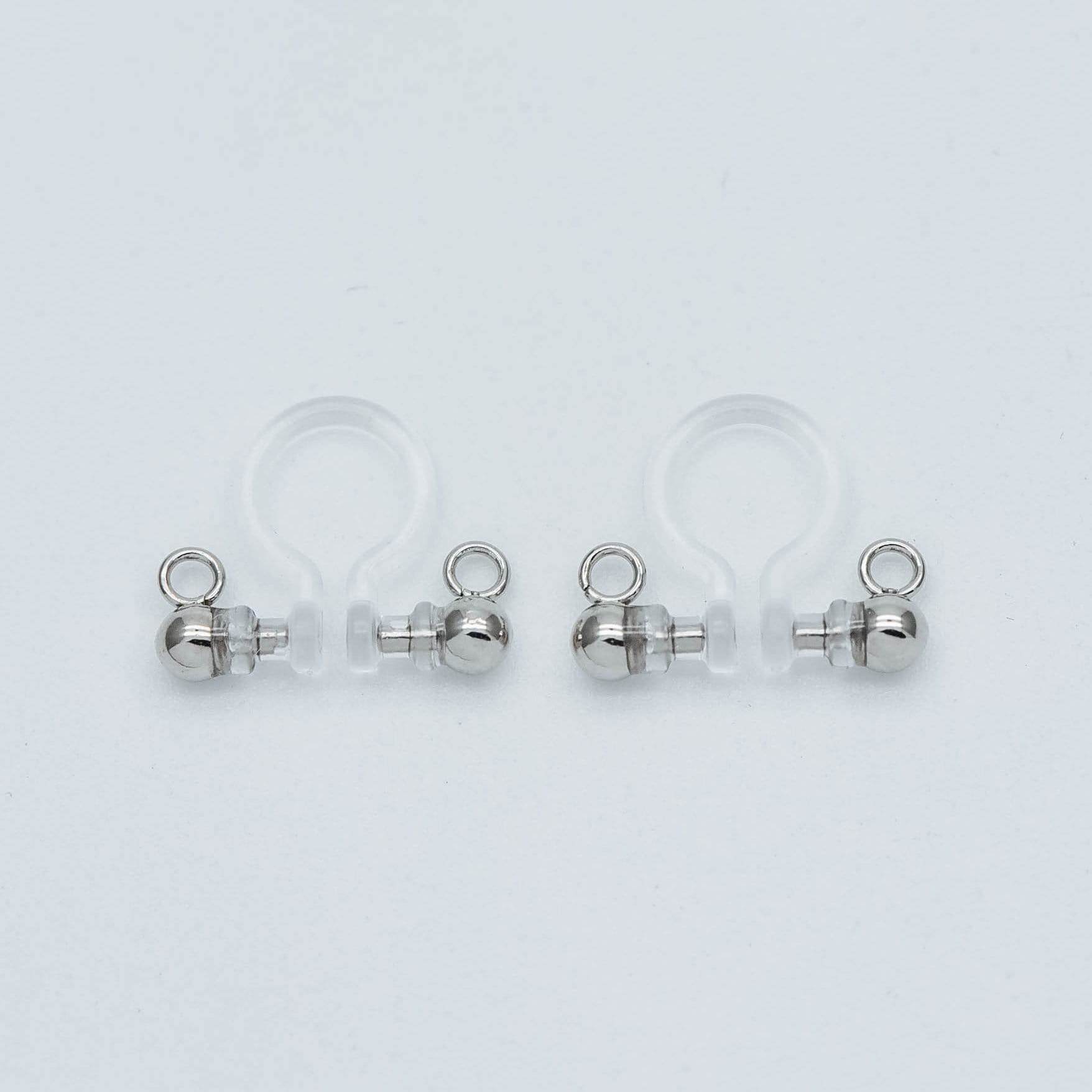 10pcs Resin Clip On Earring Findings, Gold/ Rhodium plated Brass Earwire, Gold/ Silver Non Pierced Earrings (GB-504)
