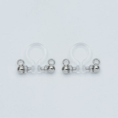 10pcs Resin Clip On Earring Findings, Gold/ Rhodium plated Brass Earwire, Gold/ Silver Non Pierced Earrings (GB-504)