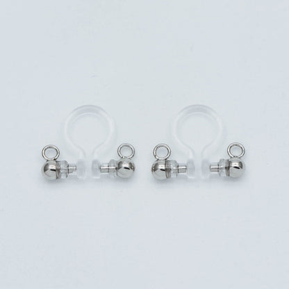 10pcs Resin Clip On Earring Findings, Gold/ Rhodium plated Brass Earwire, Gold/ Silver Non Pierced Earrings (GB-251-A)