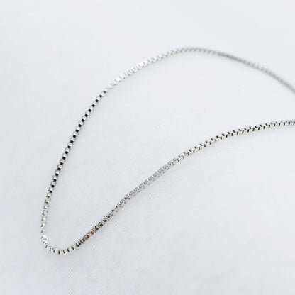 Rhodium plated Brass Box Chains, 0.7/ 0.9/ 1.1m Thin, Silver Tone Chain Findings (#LK-208)/ 1 Meter=3.3 ft
