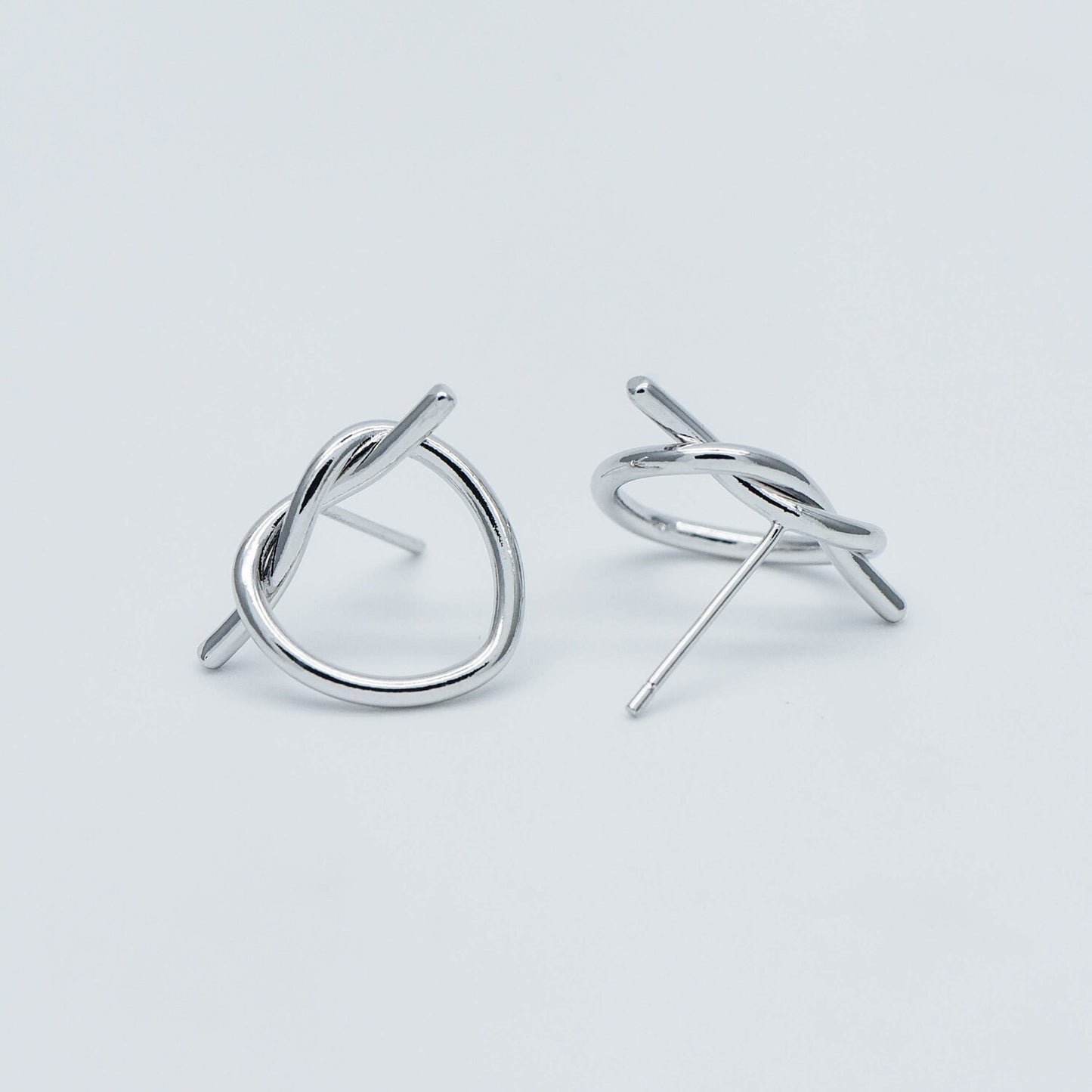 10pcs Gold/ Silver tone Heart Wire Earring Posts 18x14mm, Gold/ Rhodium plated Brass Ear Stud Components (GB-525)