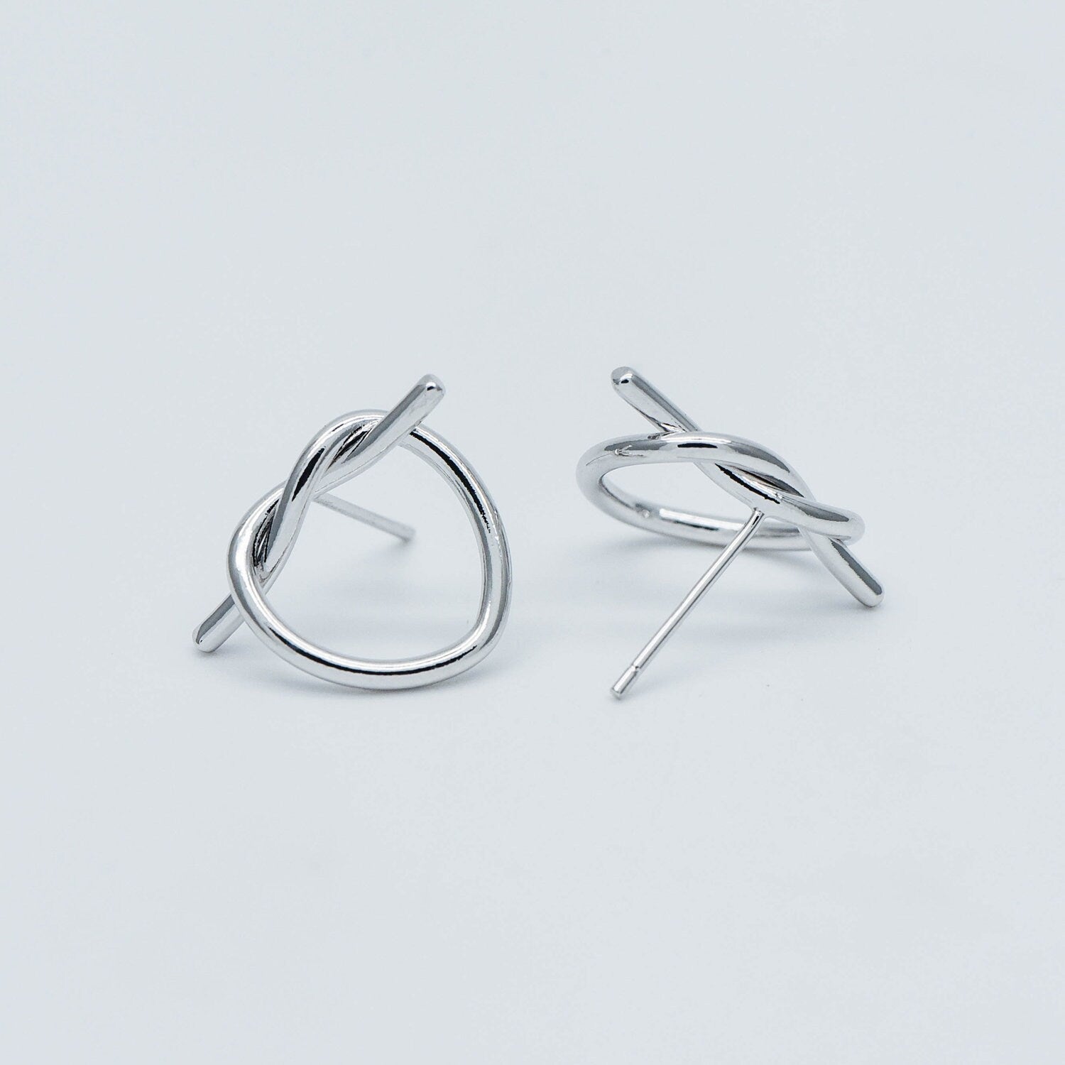 10pcs Gold/ Silver tone Heart Wire Earring Posts 18x14mm, Gold/ Rhodium plated Brass Ear Stud Components (GB-525)