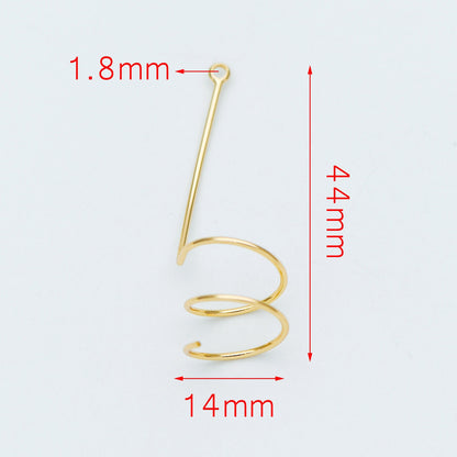 10pcs Gold plated Brass Wire Pendants 44x14mm, Earring Component Charms (GB-601)