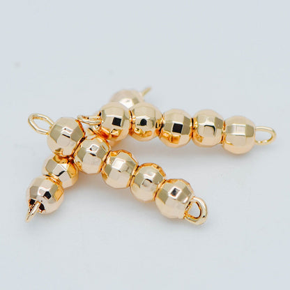 10pcs Gold plated Brass Beaded Connectors 16mm, Faceted Round Beads Bar Charm Pendants (GB-534)