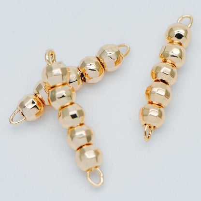 10pcs Gold plated Brass Beaded Connectors 16mm, Faceted Round Beads Bar Charm Pendants (GB-534)