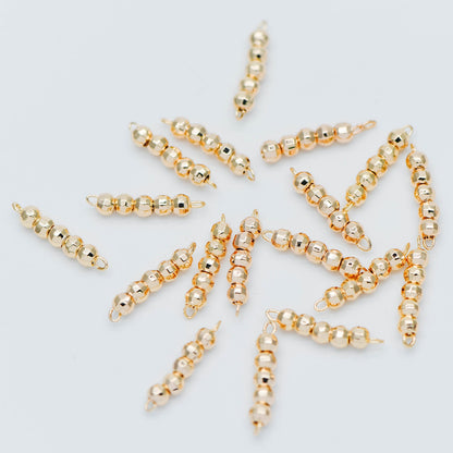 10pcs Gold plated Brass Beaded Connectors 16mm, Faceted Round Beads Bar Charm Pendants (GB-534)