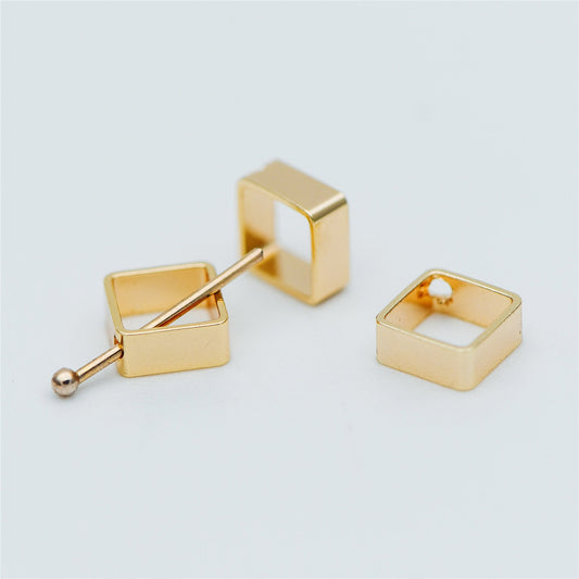 10pcs Gold/ Silver tone Square Link Charms 6mm, Gold/ Rhodium plated Brass, Geometric Hoop Connectors with 1 Hole (GB-616)