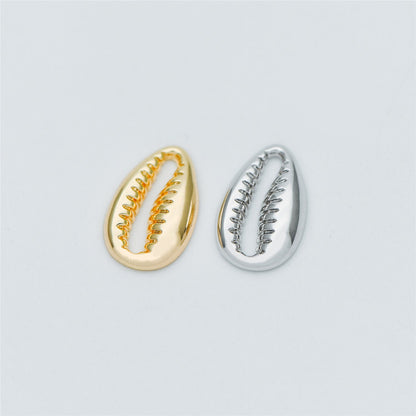 10pcs Gold/ Silver tone Shell Charm Pendants 12x8mm, Seashell Shaped Beads Connectors (GB-3936-B)