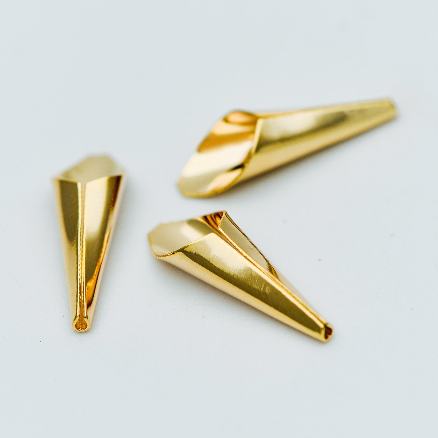 10pcs Gold Floral Bead Tassel Caps 22x7mm, Real Gold plated Brass Cap Ends (GB-626)