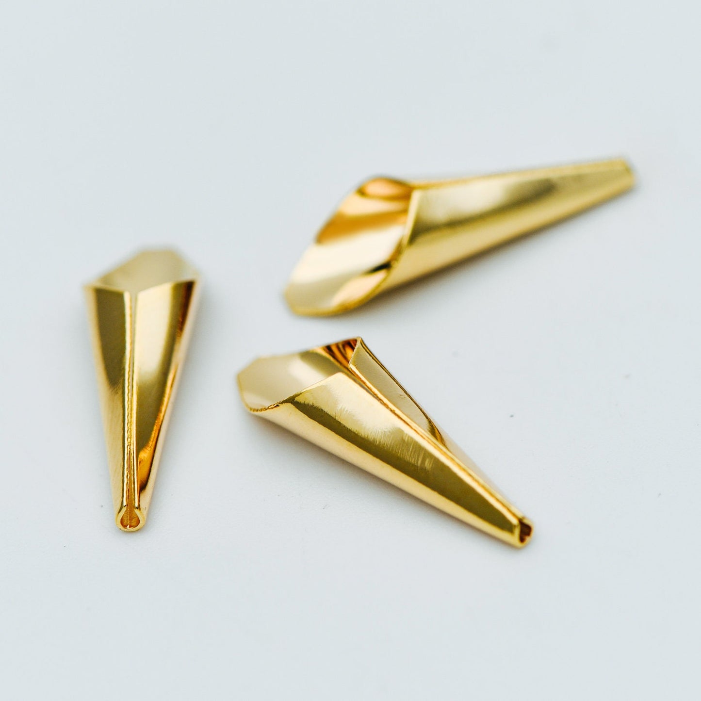 10pcs Gold Floral Bead Tassel Caps 22x7mm, Real Gold plated Brass Cap Ends (GB-626)