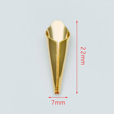 10pcs Gold Floral Bead Tassel Caps 22x7mm, Real Gold plated Brass Cap Ends (GB-626)