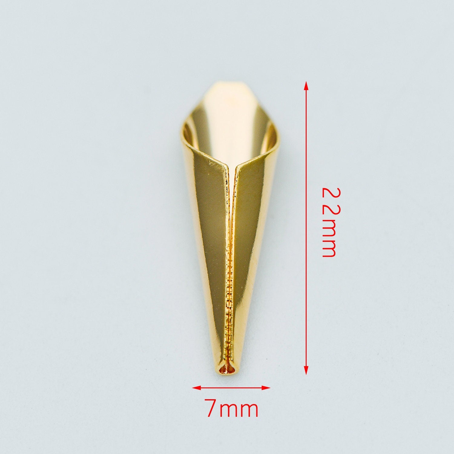10pcs Gold Floral Bead Tassel Caps 22x7mm, Real Gold plated Brass Cap Ends (GB-626)