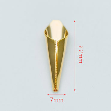 10pcs Gold Floral Bead Tassel Caps 22x7mm, Real Gold plated Brass Cap Ends (GB-626)