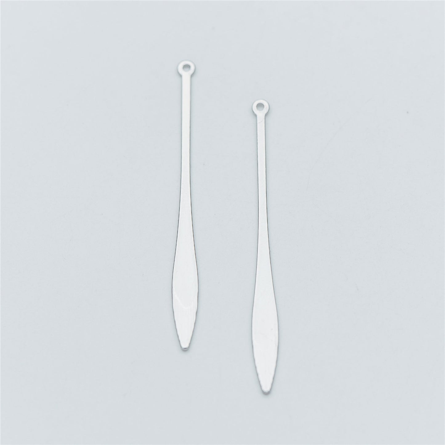 10pcs Silver tone Long Bar Charms 48mm, Rhodium plated Brass Stick Pendants (GB-633)