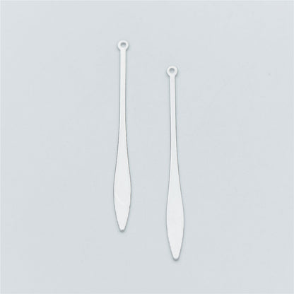 10pcs Silver tone Long Bar Charms 48mm, Rhodium plated Brass Stick Pendants (GB-633)
