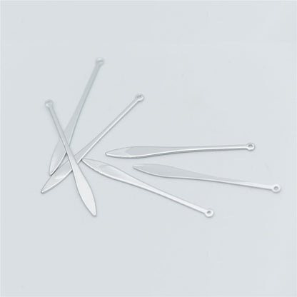 10pcs Silver tone Long Bar Charms 48mm, Rhodium plated Brass Stick Pendants (GB-633)
