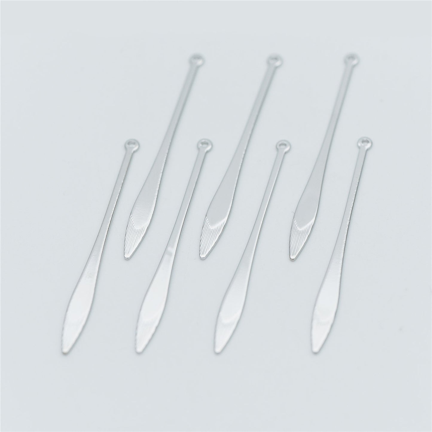 10pcs Silver tone Long Bar Charms 48mm, Rhodium plated Brass Stick Pendants (GB-633)
