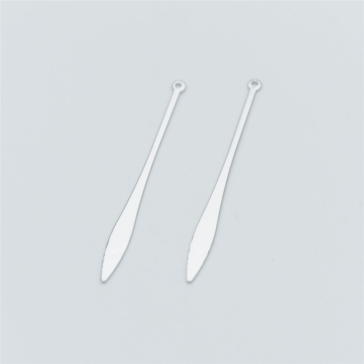 10pcs Silver tone Long Bar Charms 48mm, Rhodium plated Brass Stick Pendants (GB-633)