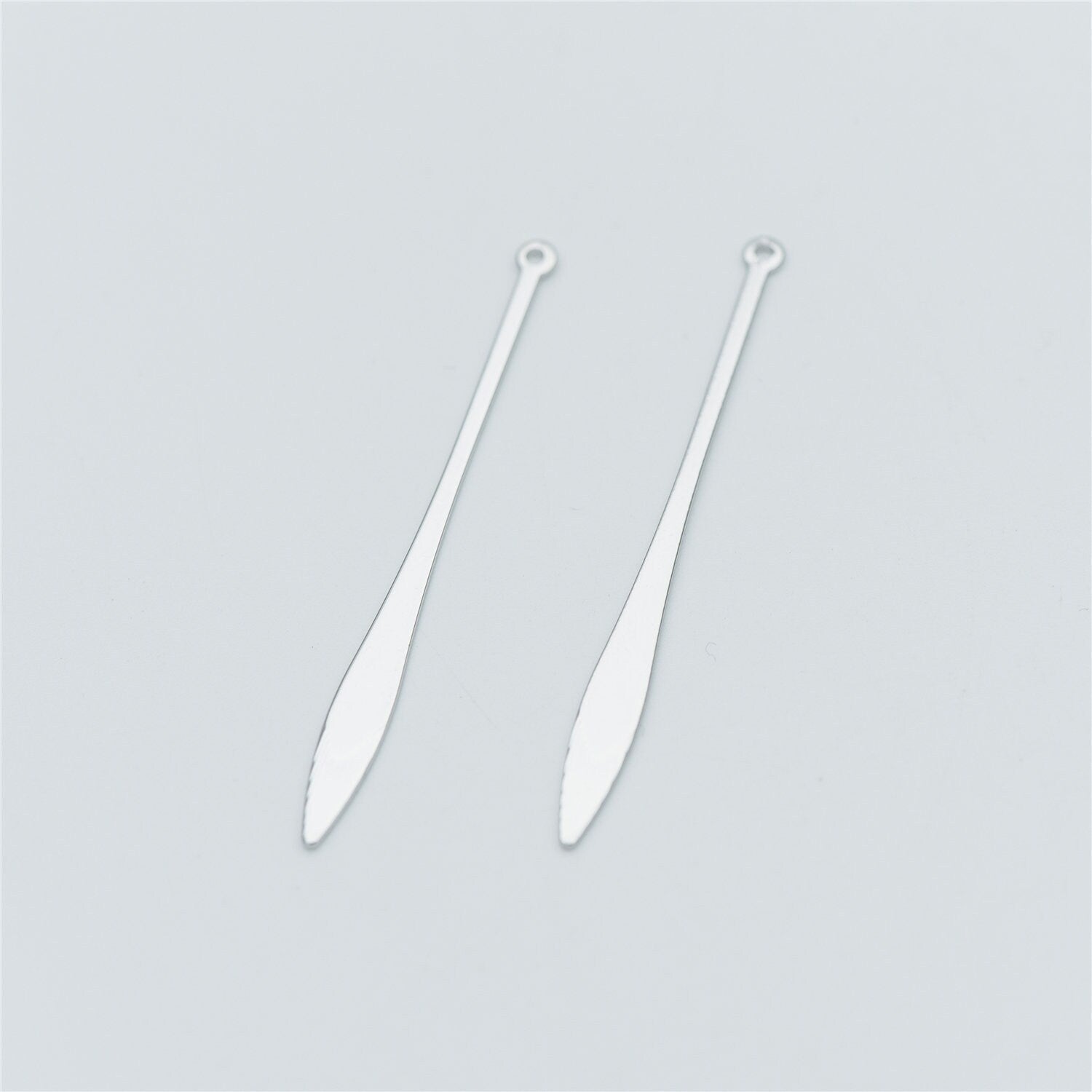 10pcs Silver tone Long Bar Charms 48mm, Rhodium plated Brass Stick Pendants (GB-633)