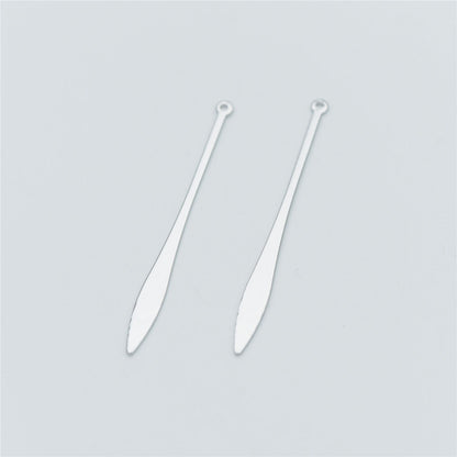 10pcs Silver tone Long Bar Charms 48mm, Rhodium plated Brass Stick Pendants (GB-633)