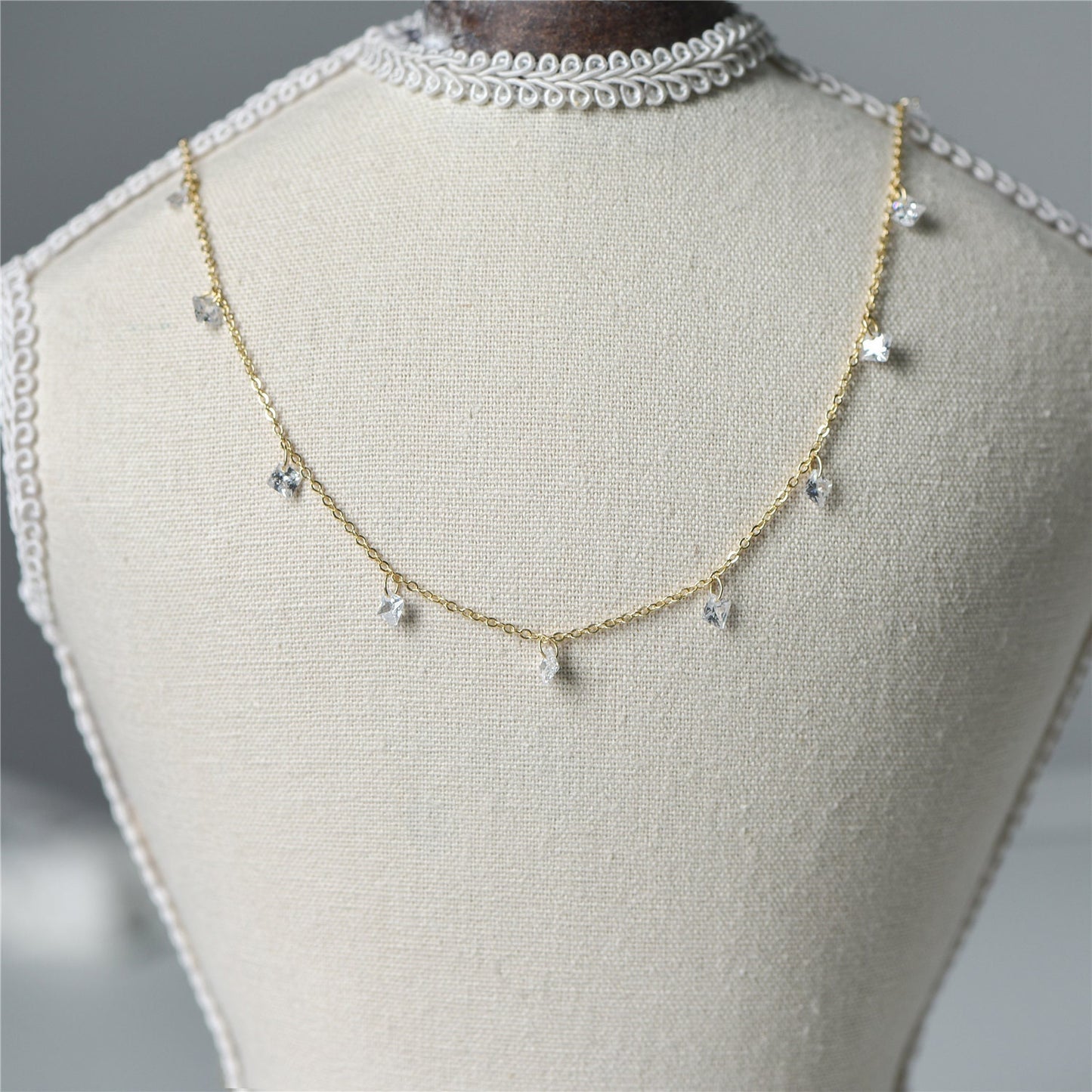 Gold/ Silver tone Beaded Chains, Gold/ Rhodium plated Brass Chain with CZ Beads 4mm (#LK-192)/ 1 Meter=3.3 ft