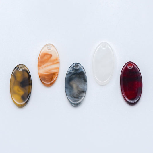 20pcs Tortoise Shell Acetate Oval Pendants 19x10mm, Acrylic Craft Earring Components, Resin Geometric Charms (#HT-50)