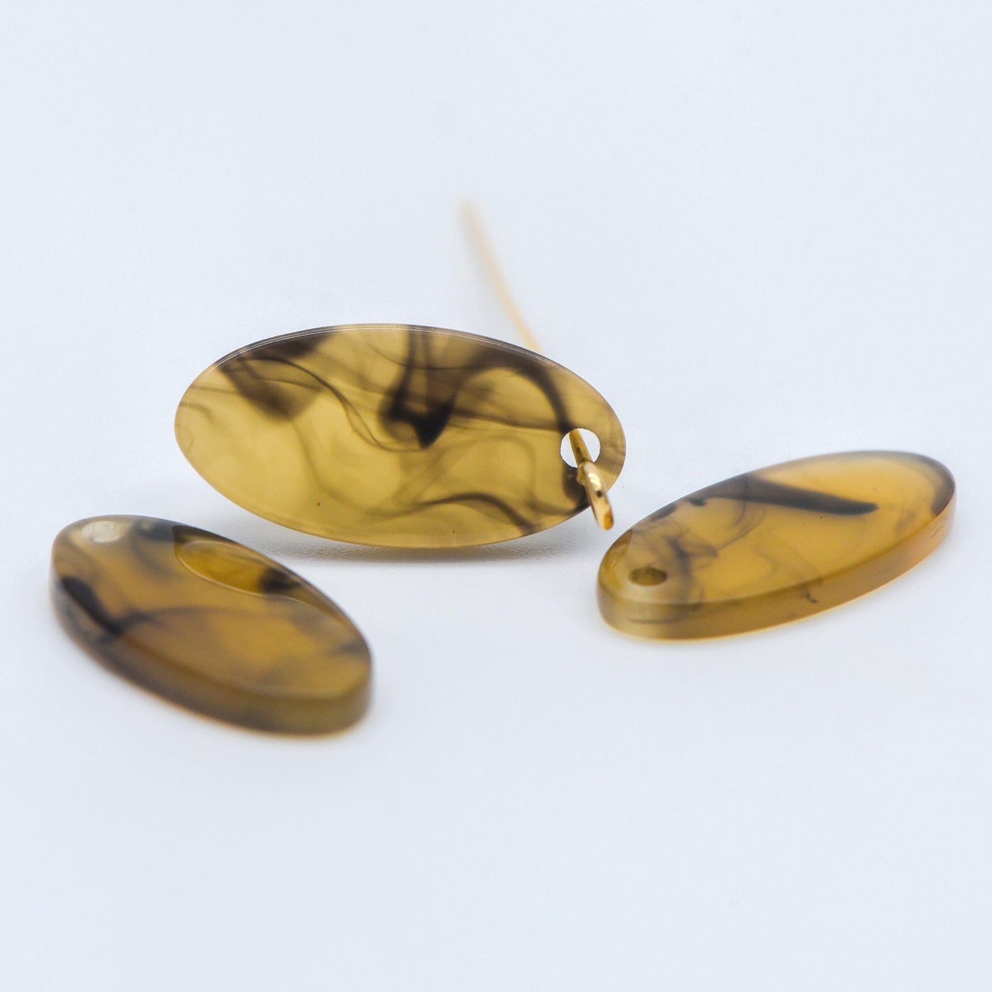 20pcs Tortoise Shell Acetate Oval Pendants 19x10mm, Acrylic Craft Earring Components, Resin Geometric Charms (#HT-50)