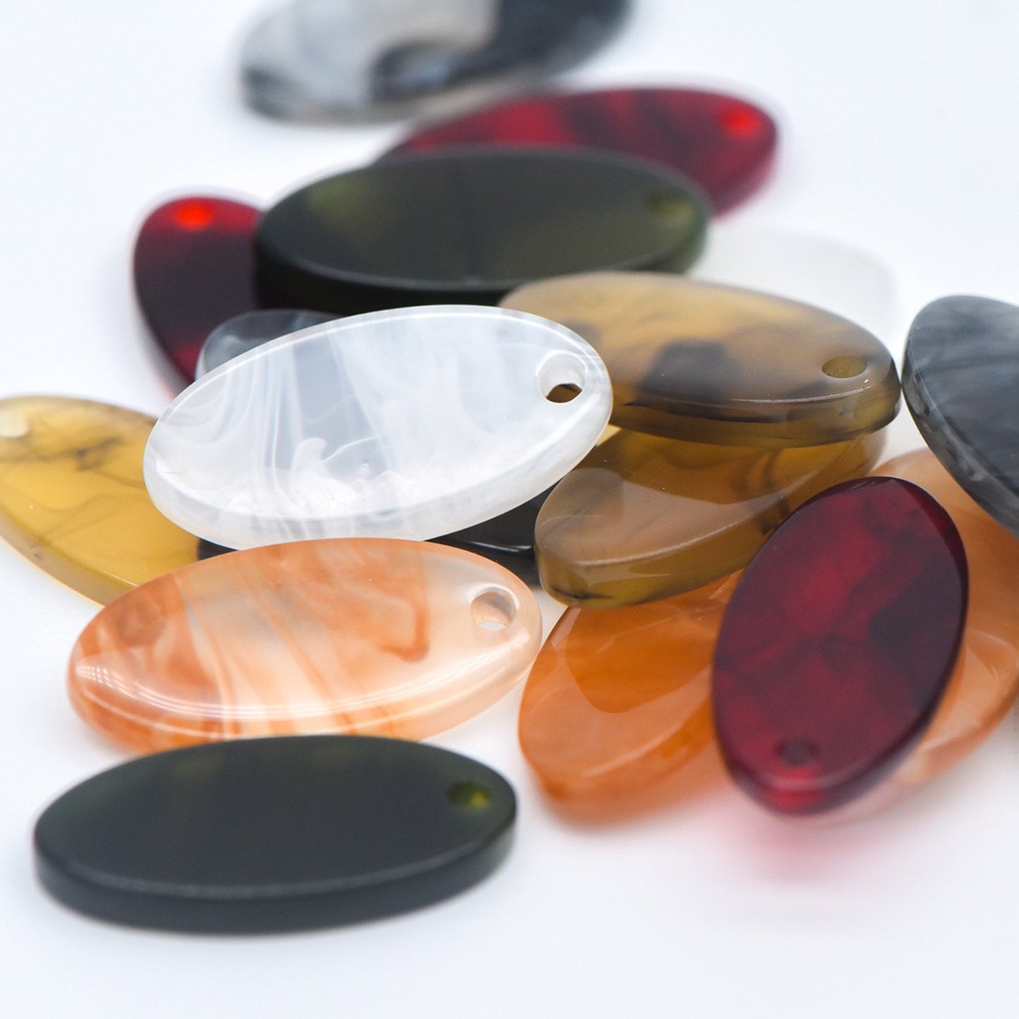 20pcs Tortoise Shell Acetate Oval Pendants 19x10mm, Acrylic Craft Earring Components, Resin Geometric Charms (#HT-50)