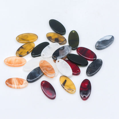 20pcs Tortoise Shell Acetate Oval Pendants 19x10mm, Acrylic Craft Earring Components, Resin Geometric Charms (#HT-50)