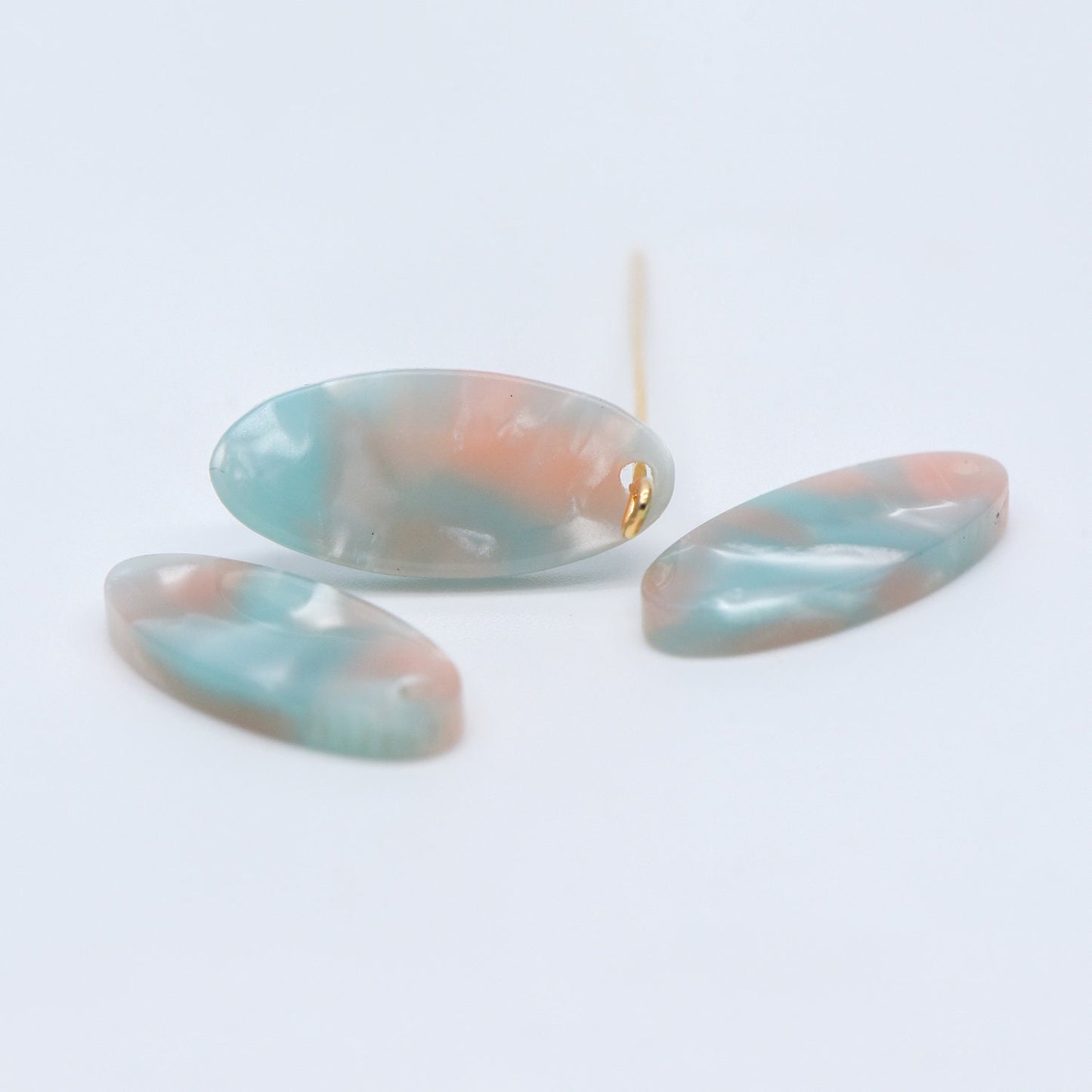 20pcs Tortoise Shell Acetate Oval Pendants 22x10mm, Acrylic Craft Earring Components, Resin Geometric Charms (#HT-55)