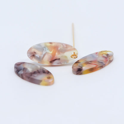 20pcs Tortoise Shell Acetate Oval Pendants 22x10mm, Acrylic Craft Earring Components, Resin Geometric Charms (#HT-55)