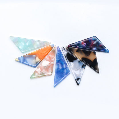 20pcs Tortoise Shell Acetate Triangle Pendants 33mm, Acrylic Craft Earring Components, Geometric Resin Charms (#HT-57)