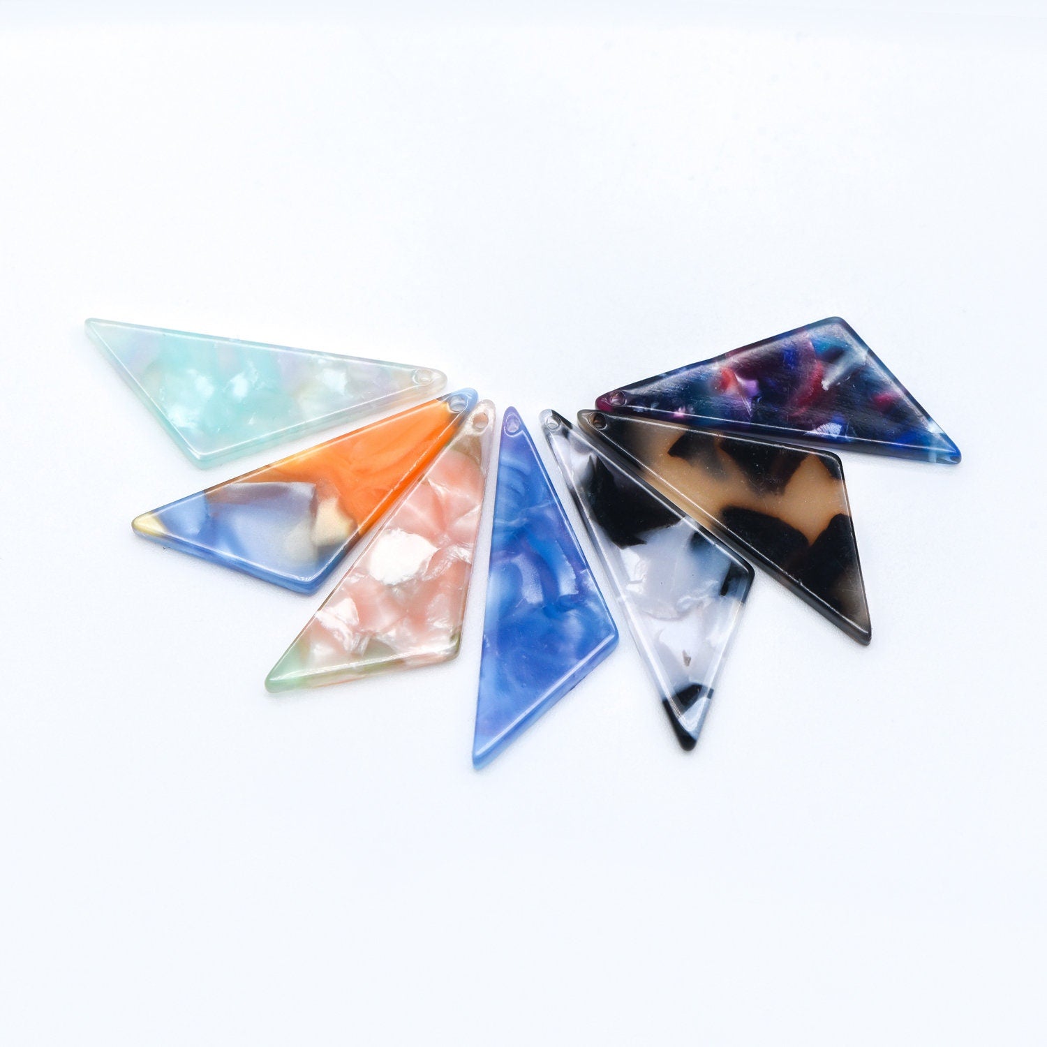 20pcs Tortoise Shell Acetate Triangle Pendants 33mm, Acrylic Craft Earring Components, Geometric Resin Charms (#HT-57)