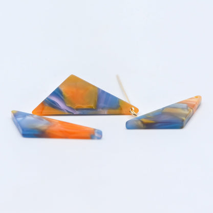 20pcs Tortoise Shell Acetate Triangle Pendants 33mm, Acrylic Craft Earring Components, Geometric Resin Charms (#HT-57)
