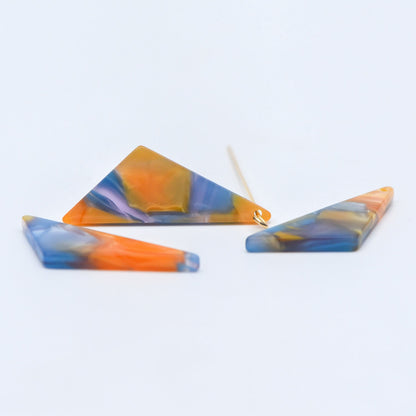 20pcs Tortoise Shell Acetate Triangle Pendants 33mm, Acrylic Craft Earring Components, Geometric Resin Charms (#HT-57)