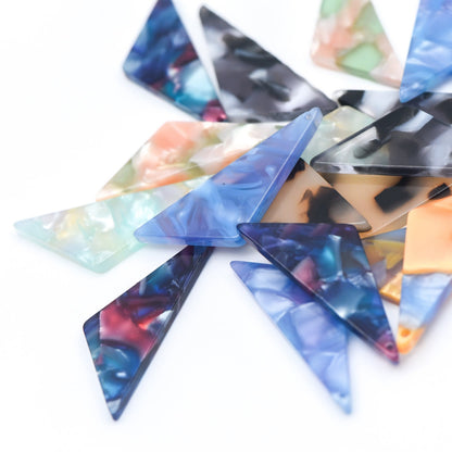 20pcs Tortoise Shell Acetate Triangle Pendants 33mm, Acrylic Craft Earring Components, Geometric Resin Charms (#HT-57)