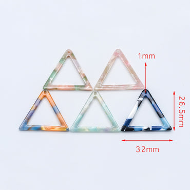20pcs Tortoise Shell Acetate Triangle Pendants 32mm, Acrylic Craft Earring Components, Geometric Resin Charms (#HT-58)