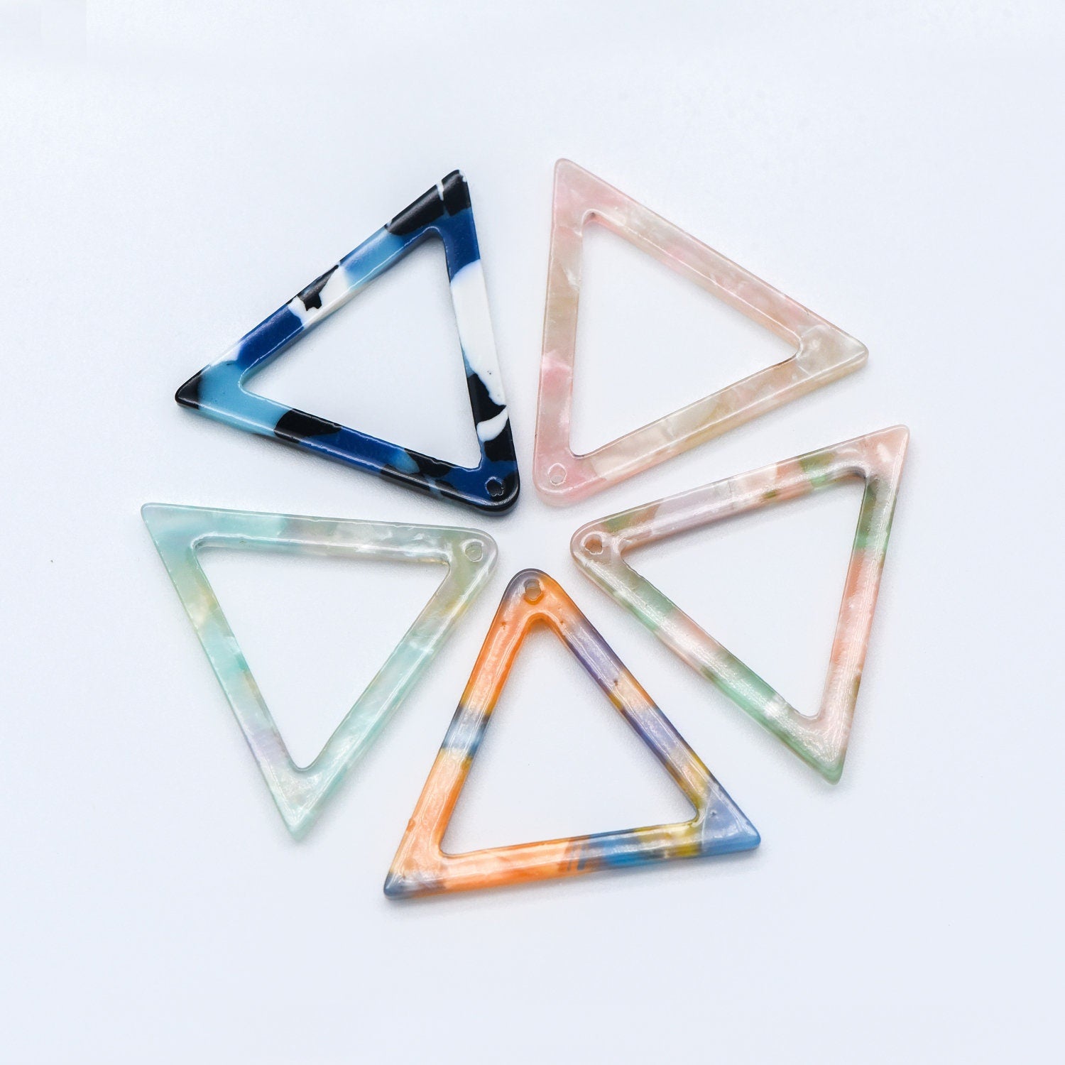 20pcs Tortoise Shell Acetate Triangle Pendants 32mm, Acrylic Craft Earring Components, Geometric Resin Charms (#HT-58)