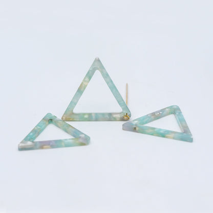 20pcs Tortoise Shell Acetate Triangle Pendants 32mm, Acrylic Craft Earring Components, Geometric Resin Charms (#HT-58)