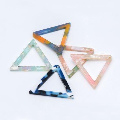 20pcs Tortoise Shell Acetate Triangle Pendants 32mm, Acrylic Craft Earring Components, Geometric Resin Charms (#HT-58)