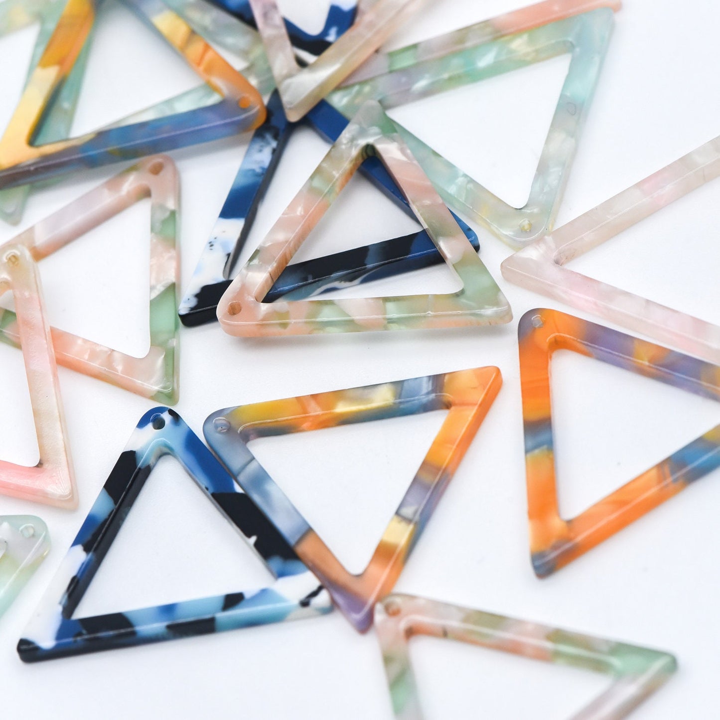 20pcs Tortoise Shell Acetate Triangle Pendants 32mm, Acrylic Craft Earring Components, Geometric Resin Charms (#HT-58)