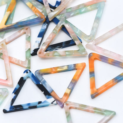 20pcs Tortoise Shell Acetate Triangle Pendants 32mm, Acrylic Craft Earring Components, Geometric Resin Charms (#HT-58)