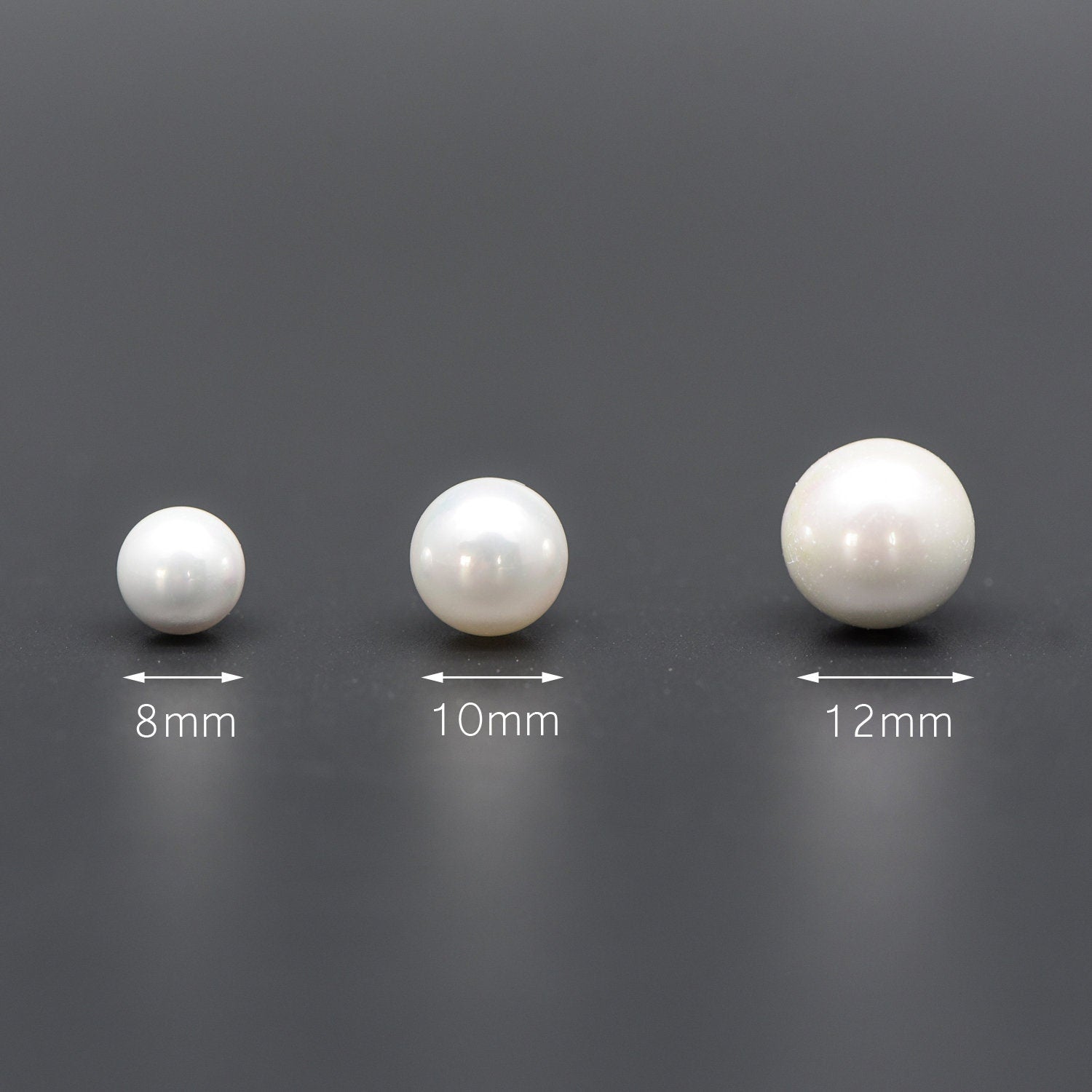 10pcs White Smooth Round Shell beads with Pearl-Colored Coating, Half Hole Drilled, Faux Pearl, 3/ 4/ 5/ 6/ 8/ 10/ 12mm- (V1337)