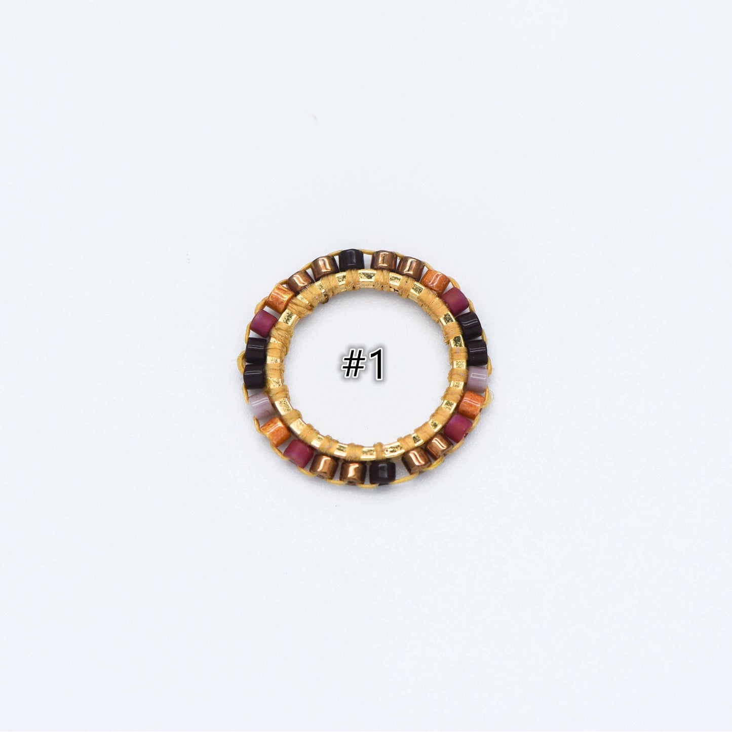 4pcs Seed Beads Round Circle Charm Connectors 16mm, Japan Miyuki Seed Glass Beaded Geometric Ring Pendants (RM-42)