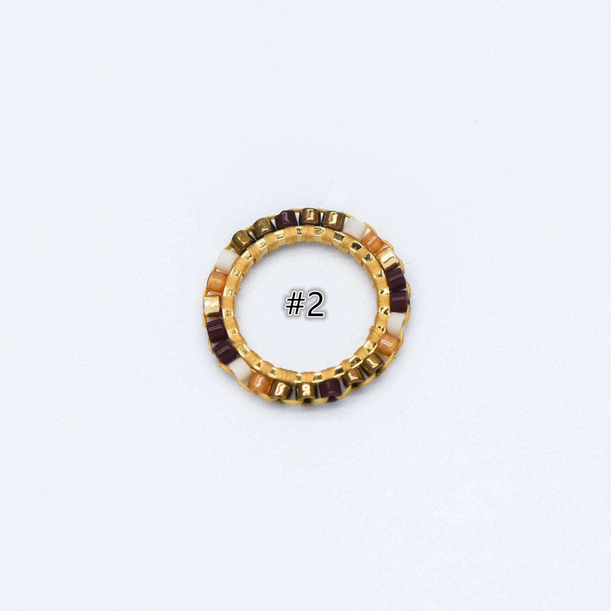 4pcs Seed Beads Round Circle Charm Connectors 16mm, Japan Miyuki Seed Glass Beaded Geometric Ring Pendants (RM-42)