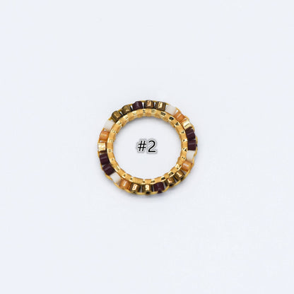 4pcs Seed Beads Round Circle Charm Connectors 16mm, Japan Miyuki Seed Glass Beaded Geometric Ring Pendants (RM-42)