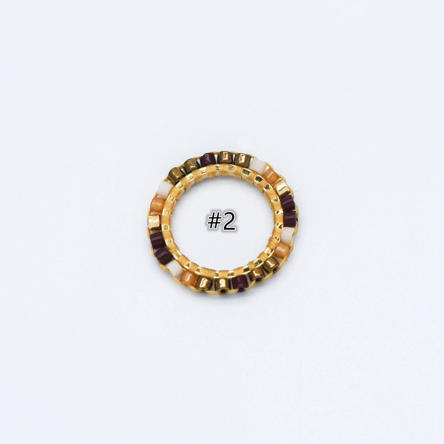 4pcs Seed Beads Round Circle Charm Connectors 16mm, Japan Miyuki Seed Glass Beaded Geometric Ring Pendants (RM-42)